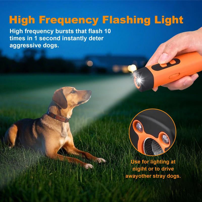 Professional Sonic Dog Bark Deterrent with LED Flashlight - Rechargeable, Portable, 30Ft Range Anti-Bark Device for Effective Dog Training - Fast Shipping!